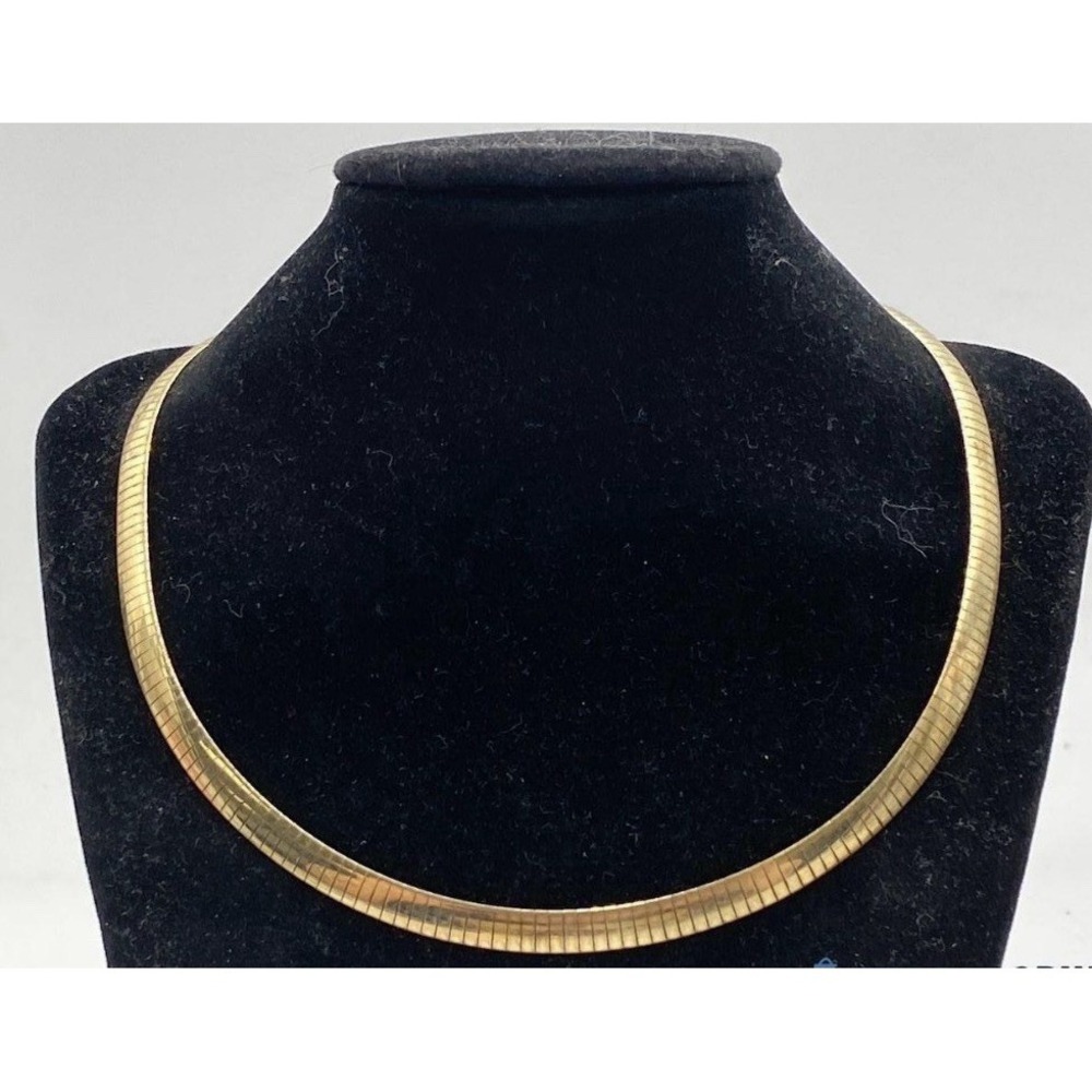 Aurafin 14kt Gold and 925 Silver Reversible 6mm Flat Snake Necklace 17" Italy